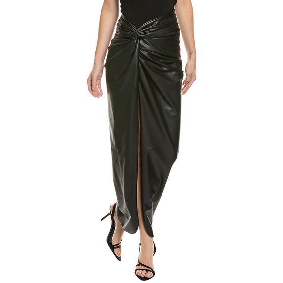 Lapointe WomensFaux Leather Sarong, Black